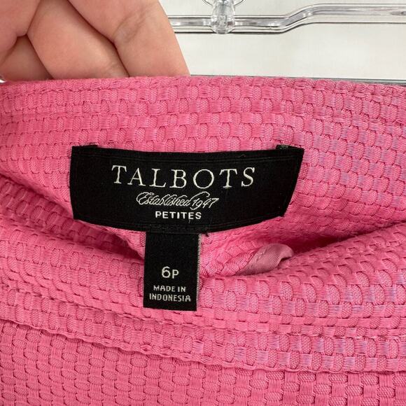 Talbots Pink Cotton Woven Button Front Side Zip Casual A-Line Skirt Size 6P FLAW - Picture 5 of 12